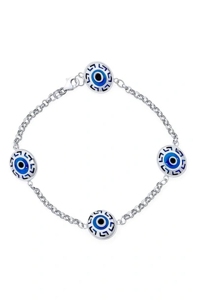 Bling Jewelry Turkish Evil Eye Station Bracelet In Blue