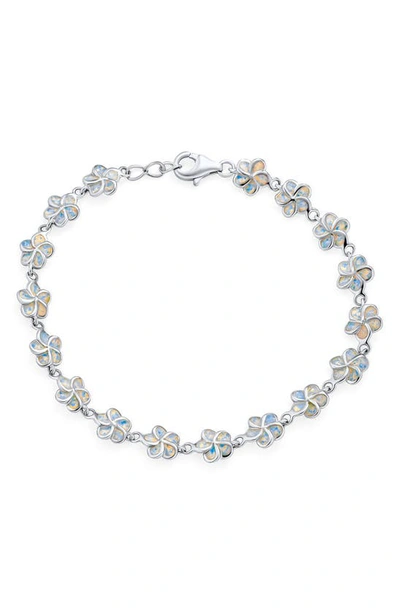 Bling Jewelry Sterling Silver Opal Flower Bracelet In White