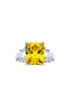 Bling Jewelry Baguette Cz Engagement Ring In Yellow