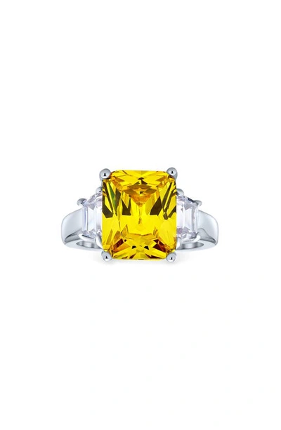 Bling Jewelry Baguette Cz Engagement Ring In Yellow