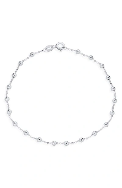 Bling Jewelry Sterling Silver Ball Station Chain Anklet In Metallic