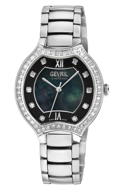 Gevril Lugano Diamond Bracelet Watch, 35mm In Silver