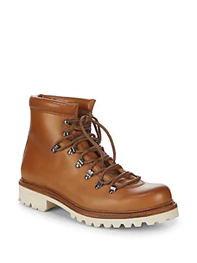 Frye Woodson Leather Hiker Boots In Dark Tan