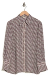 Max Studio Circle Stripe Long Sleeve Button-up Shirt In Burgundy Geo
