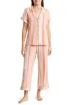 Nordstrom Rack Tranquility Cropped Pajamas In Pink Peach Variegated Stripe