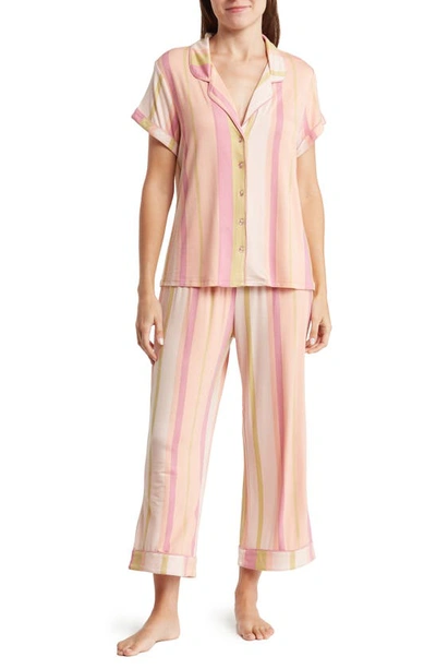 Nordstrom Rack Tranquility Cropped Pajamas In Pink Peach Variegated Stripe