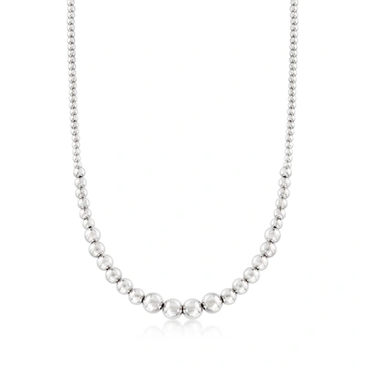 Ross-simons Italian 4-10mm Sterling Silver Graduated Bead Necklace In Multi