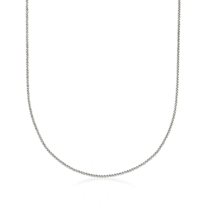 Ross-simons 1mm 14kt White Gold Adjustable Wheat Chain Necklace In Silver