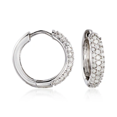 Ross-simons Diamond Huggie Hoop Earrings In Sterling Silver