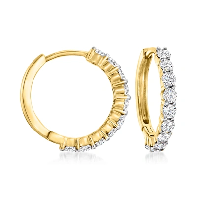 Ross-simons Diamond Hoop Earrings In 14kt Yellow Gold