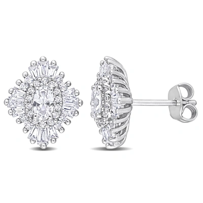 Mimi & Max 2 7/8 Ct Tgw Created White Sapphire Starburst Earrings In Sterling Silver