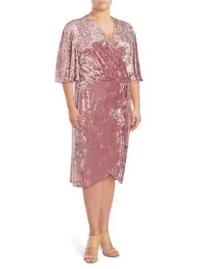Alexia Admor Plus Flutter-sleeve Wrap Dress In Blush