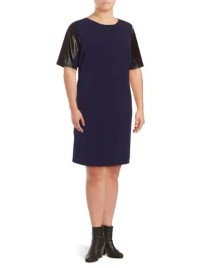 Alexia Admor Plus Short-sleeve Shift Dress In Navy Multi