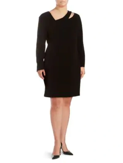 Alexia Admor Plus Long Sleeve Cut-out Sheath Dress In Black