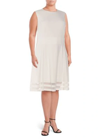 Calvin Klein Plus Stripe A-line Dress In Cream