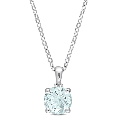 Mimi & Max 1 1/7ct Tgw Aquamarine Solitaire Pendant With Chain In Sterling Silver In Blue
