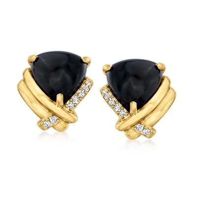 Ross-simons Black Onyx And . Diamond Earrings In 18kt Gold Over Sterling