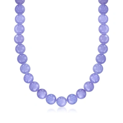 Ross-simons 10mm Lavender Jade Bead Necklace With 14kt Yellow Gold In Multi