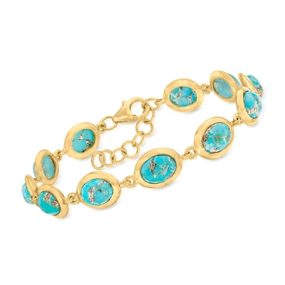 Ross-simons Turquoise Bracelet In 18kt Gold Over Sterling In Blue