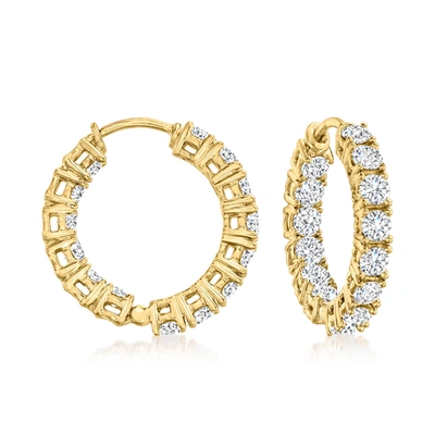 Ross-simons Diamond Inside-outside Hoop Earrings In 18kt Gold Over Sterling In White