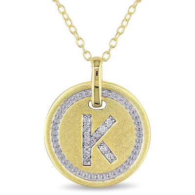 Mimi & Max K Initial Diamond Accent Pendant With Chain In Yellow Plated Sterling Silver