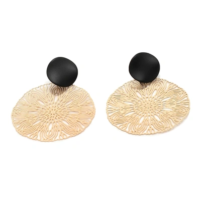 Sohi Multi Color Gold Plated Designer Stone Drop Earring For Women's In Black