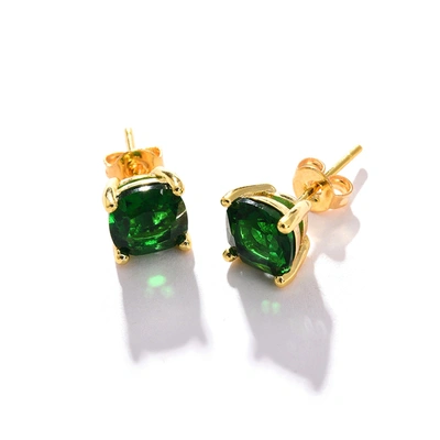 Sohi Gold Plated Designer Stone Stud In Green