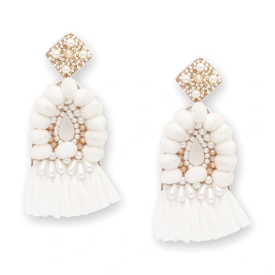 Sohi White Color Boho White Beaded Earring For Women's In Silver