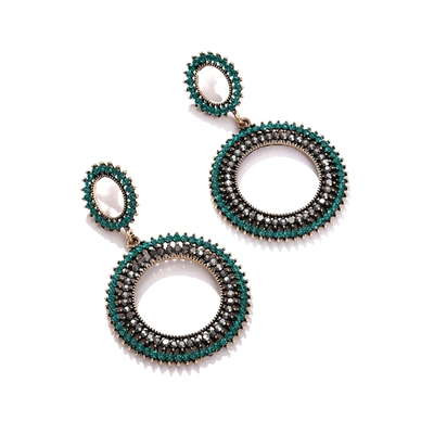 Sohi Green Color Gold Plated Designer Stone Drop Earring In Blue