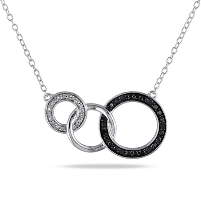 Mimi & Max 1/10ct Tdw Diamond Circle Link Necklace In Sterling Silver With Black Rhodium