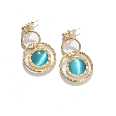 Sohi Blue Gold Plated Designer Stone Drop Earring