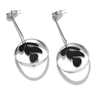 Sohi Silver Plated Designer Drop Earring In Black