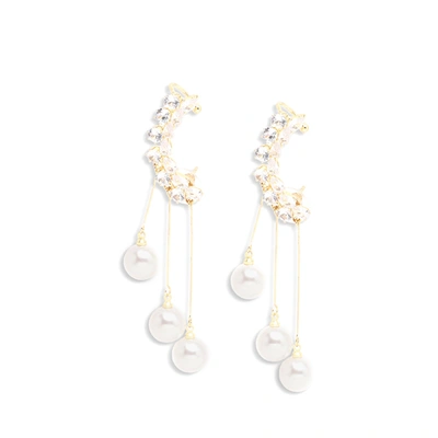 Sohi Gold Color Gold Plated Party Pearls Drop Earring For Women's In White