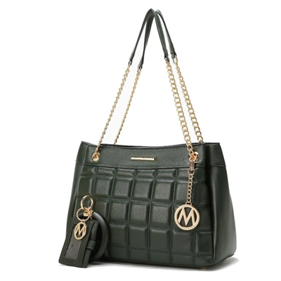 Mkf Collection By Mia K Mabel Quilted Vegan Leather Women's Shoulder Bag With Bracelet Keychain With A Credit Card Holder- 2 In Green