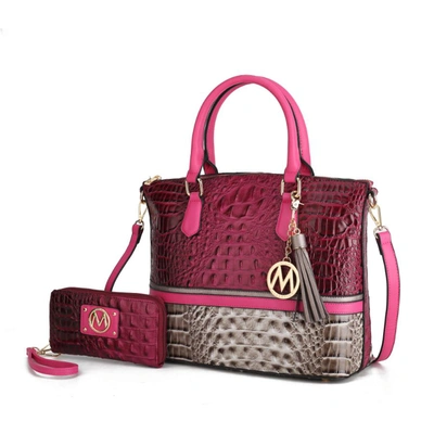 Mkf Collection By Mia K Autumn Crocodile Skin Tote Bag With Wallet In Pink