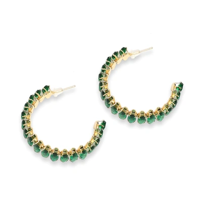 Sohi Green Color Gold Plated Party Designer Stone Hoop Earring For Women's