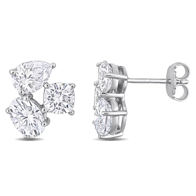 Mimi & Max 4 4/5 Ct Dew Created Moissanite Three-stone Earrings In Sterling Silver In White
