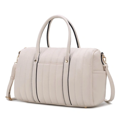 Mkf Collection By Mia K Luana Quilted Vegan Leather Women's Duffle Bag In White