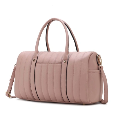 Mkf Collection By Mia K Luana Quilted Vegan Leather Women's Duffle Bag In Pink