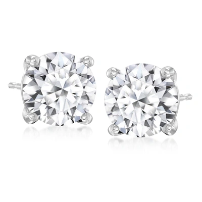 Ross-simons Lab-grown Diamond Stud Earrings In 14kt White Gold In Silver