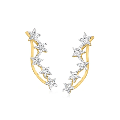 Rs Pure Ross-simons Diamond Star Ear Climbers In 14kt Yellow Gold