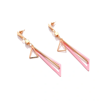 Sohi Pink Colour Gold Plated Designer Drop Earring