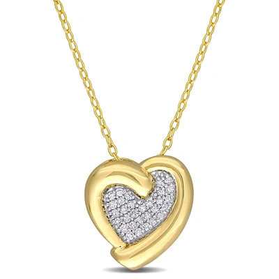 Mimi & Max 1/6ct Tdw Diamond Heart Pendant With Chain In Yellow Plated Sterling Silver