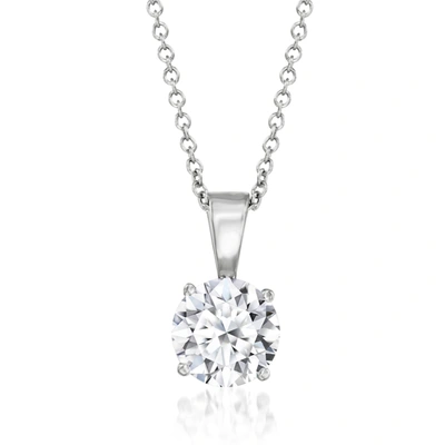 Ross-simons Lab-grown Diamond Solitaire Necklace In 14kt White Gold In Silver