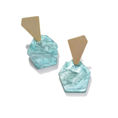 Sohi Green Color Gold Plated Designer Drop Earring In Blue