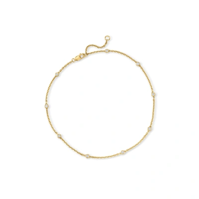 Ross-simons Diamond Anklet In 18kt Gold Over Sterling