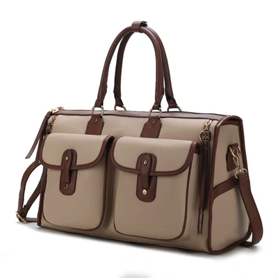 Mkf Collection By Mia K Genevieve Color Block Vegan Leather Women's Duffle Bag In Beige