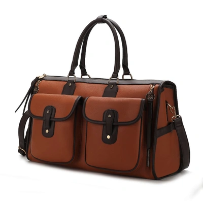 Mkf Collection By Mia K Genevieve Color Block Vegan Leather Women's Duffle Bag In Brown