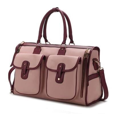 Mkf Collection By Mia K Genevieve Color Block Vegan Leather Women's Duffle Bag In Pink