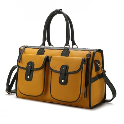 Mkf Collection By Mia K Genevieve Color Block Vegan Leather Women's Duffle Bag In Yellow